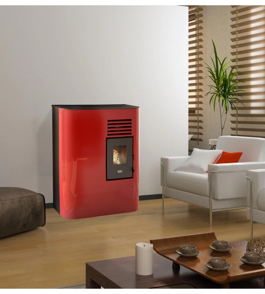 STUFA A PELLET SLIM PUNTO FUOCO "IDA" ROSSO 4,0 KW
